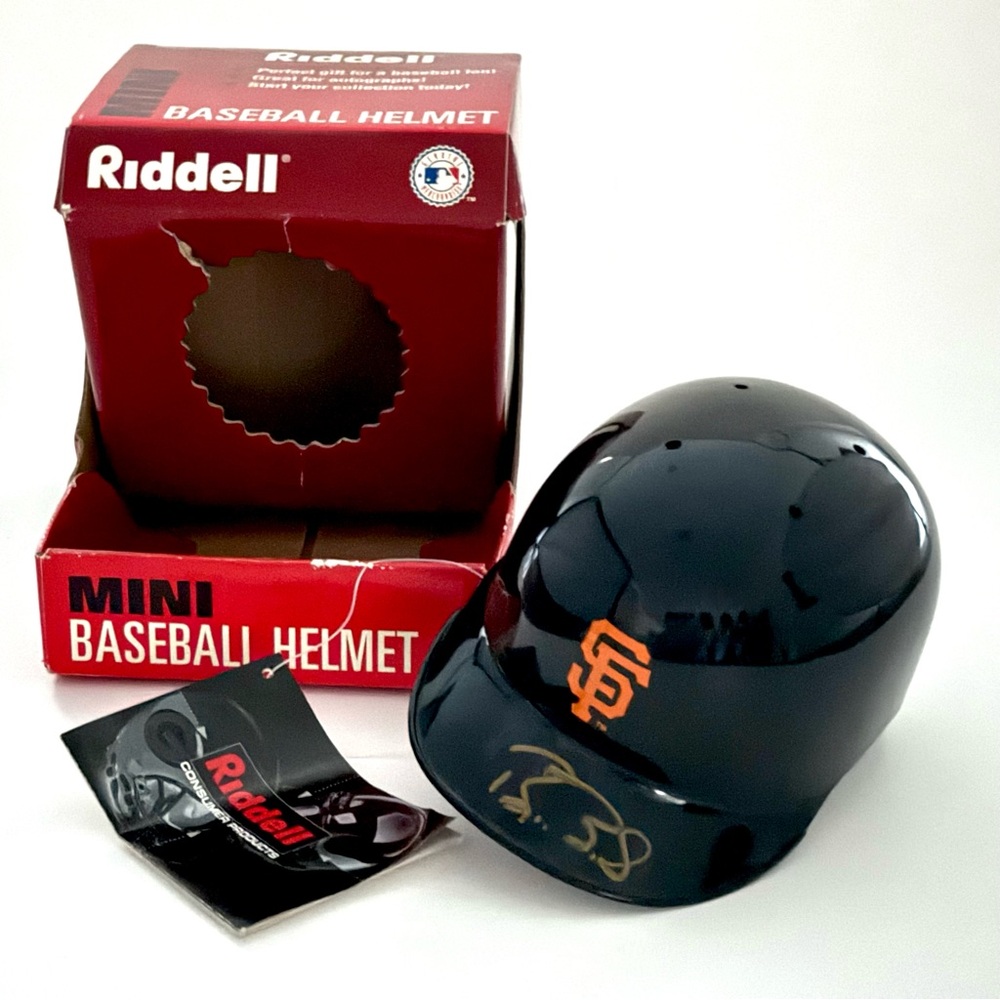Barry Bonds Signed San Francisco Giants Riddell Mini Baseball Helmet with COA.